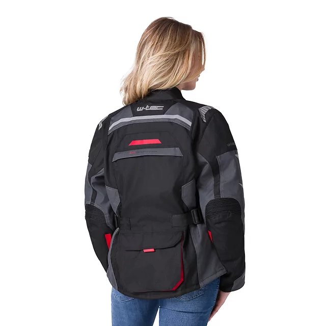 Női motoros kabát W-TEC Radana, Visionight fényvisszaverő elemek, intelligens tárolórendszer, AirVent rendszer, rugalmas bordázott panelek - fekete-szürke-zöld