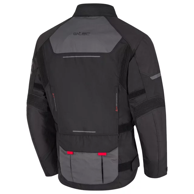 Férfi motoros kabát W-TEC Xeniaq, kivehető belső hőszigetelő bélés, vízálló membrán, AirVent rendszer, Visionight fényvisszaverő elemek - fekete-szürke
