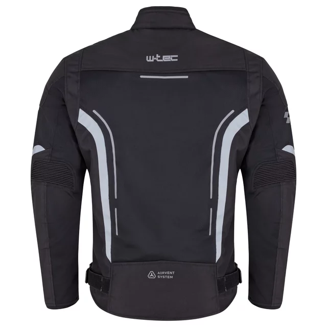 Férfi motoros kabát W-TEC Mirelio, kivehető rugalmas CE-védők, AirVent rendszer, tartós Maxdura® anyag, légáteresztő hálós bélés - szürke-kék-piros
