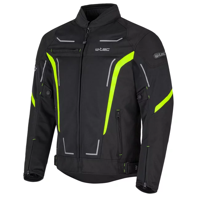 Férfi motoros kabát W-TEC Mirelio, kivehető rugalmas CE-védők, AirVent rendszer, tartós Maxdura® anyag, légáteresztő hálós bélés - fekete-fluo