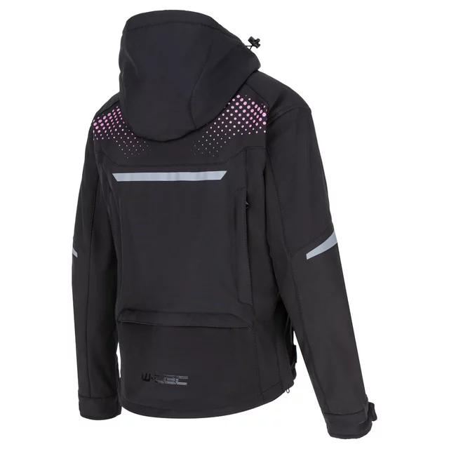 Női softshell motoros kabát W-TEC Annorack Lady, AirVent rendszer, Visionight fényvisszaverő elemek, szélálló softshell anyag, Air Mesh hálós bélés - fekete-rózsaszín