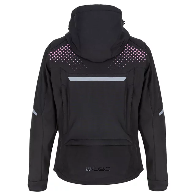 Női softshell motoros kabát W-TEC Annorack Lady, AirVent rendszer, Visionight fényvisszaverő elemek, szélálló softshell anyag, Air Mesh hálós bélés - fekete-rózsaszín