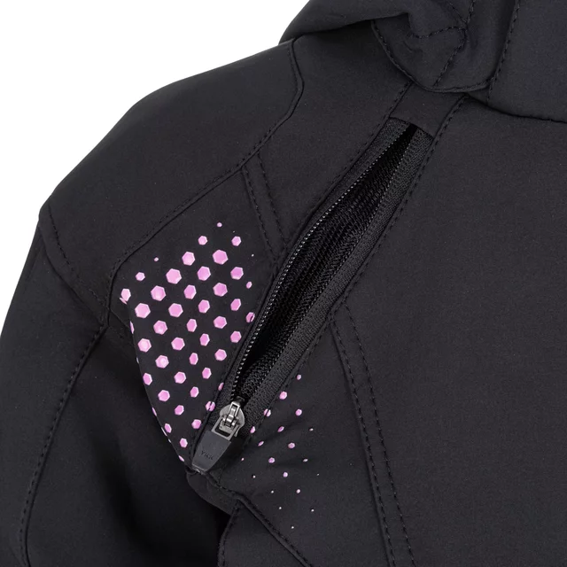 Női softshell motoros kabát W-TEC Annorack Lady, AirVent rendszer, Visionight fényvisszaverő elemek, szélálló softshell anyag, Air Mesh hálós bélés - fekete-rózsaszín