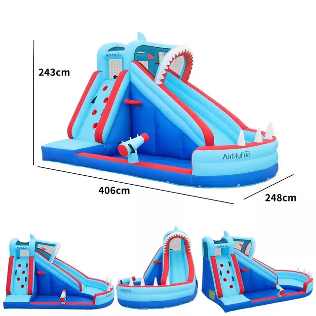 Felfújható vár AirMyFun Shark 83046,248x406x243 cm,3 személyes,135 kg teherbírás,beltéri és kültéri használatra