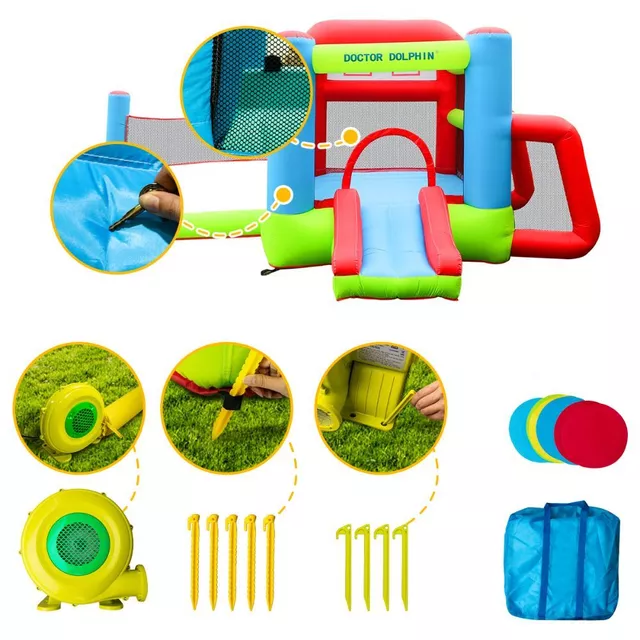 Felfújható ugrálóvár Doctor Dolphin Tennis & Soccer 72013, 16 kg, 2 perc alatt felfújható, védőhálós oldalak, fúvóka, több játékelem