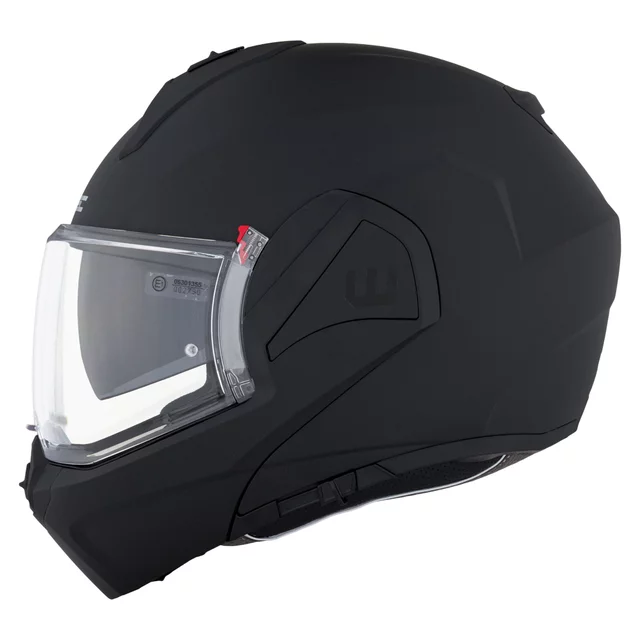 Felhajtható motoros bukósisak W-TEC Sabron P/J, Pinlock® 70 előkészítés, zárható szellőzőrendszer, fém reteszelő mechanizmus - Fekete Matt