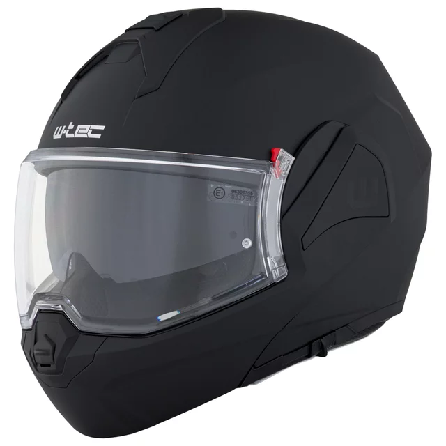 Felhajtható motoros bukósisak W-TEC Sabron P/J, Pinlock® 70 előkészítés, zárható szellőzőrendszer, fém reteszelő mechanizmus - Fekete Matt