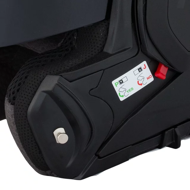 Felhajtható motoros bukósisak W-TEC Sabron P/J, Pinlock® 70 előkészítés, zárható szellőzőrendszer, fém reteszelő mechanizmus - Fekete Matt