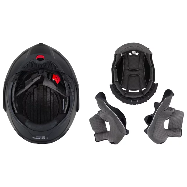 Felhajtható motoros bukósisak W-TEC Sabron P/J, Pinlock® 70 előkészítés, zárható szellőzőrendszer, fém reteszelő mechanizmus - Fekete Matt