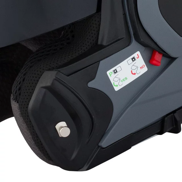 Felhajtható motoros bukósisak W-TEC Sabron P/J, Pinlock® 70 előkészítés, zárható szellőzőrendszer, fém reteszelő mechanizmus - Fekete Matt