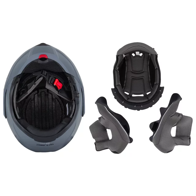 Felhajtható motoros bukósisak W-TEC Sabron P/J, Pinlock® 70 előkészítés, zárható szellőzőrendszer, fém reteszelő mechanizmus - Fekete Matt