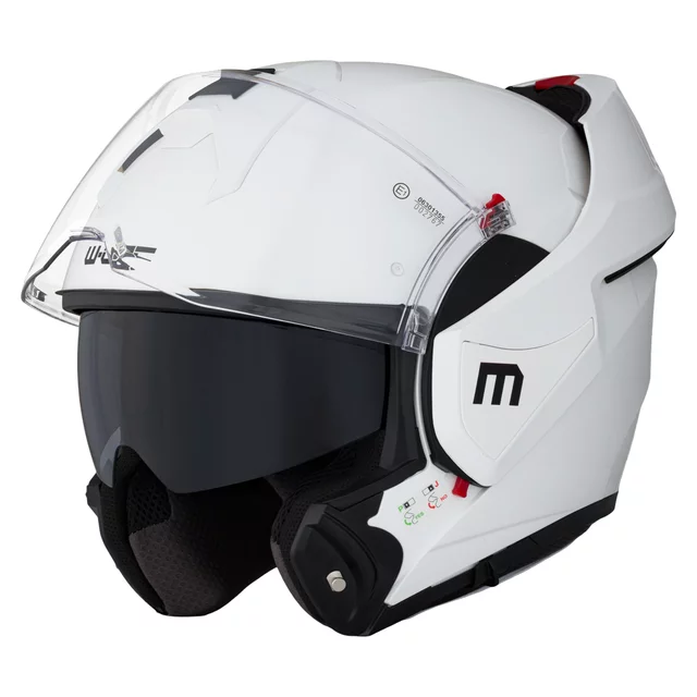 Felhajtható motoros bukósisak W-TEC Sabron P/J, Pinlock® 70 előkészítés, zárható szellőzőrendszer, fém reteszelő mechanizmus - Fekete Matt