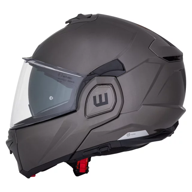 Felhajtható motoros bukósisak W-TEC Zoroz P/J, zárható szellőzőrendszer, fém reteszelő mechanizmus, Pinlock® 70 előkészítés - Matt Fekete -Fluoreszkáló Rózsaszín