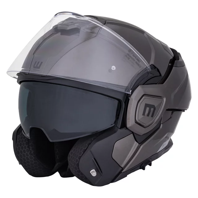 Felhajtható motoros bukósisak W-TEC Zoroz P/J, zárható szellőzőrendszer, fém reteszelő mechanizmus, Pinlock® 70 előkészítés - Matt Fekete -Fluoreszkáló Rózsaszín