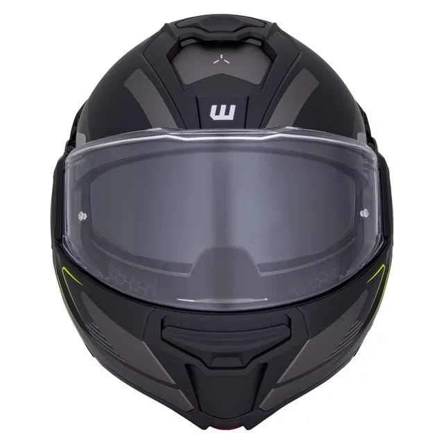 Felhajtható motoros bukósisak W-TEC Zoroz P/J, zárható szellőzőrendszer, fém reteszelő mechanizmus, Pinlock® 70 előkészítés - Matt Fekete -Fluoreszkáló Rózsaszín