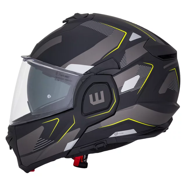 Felhajtható motoros bukósisak W-TEC Zoroz P/J, zárható szellőzőrendszer, fém reteszelő mechanizmus, Pinlock® 70 előkészítés - Matt Fekete -Fluoreszkáló Rózsaszín