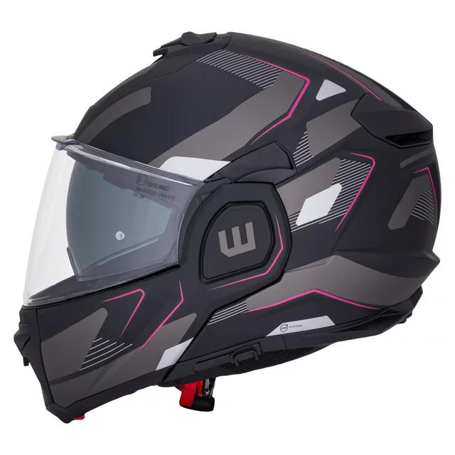 Felhajtható motoros bukósisak W-TEC Zoroz P/J, zárható szellőzőrendszer, fém reteszelő mechanizmus, Pinlock® 70 előkészítés - Metál Szürke