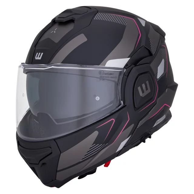 Felhajtható motoros bukósisak W-TEC Zoroz P/J, zárható szellőzőrendszer, fém reteszelő mechanizmus, Pinlock® 70 előkészítés - Metál Szürke