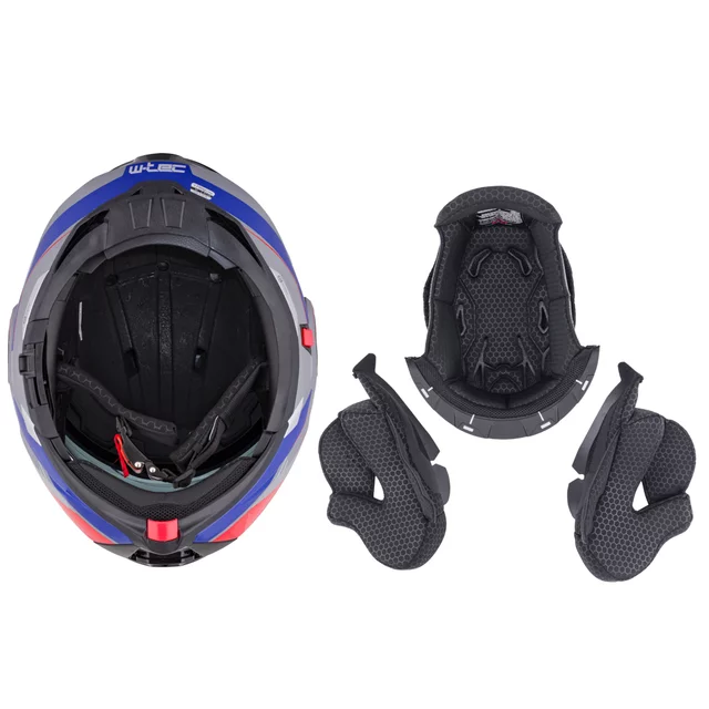 Felhajtható motoros bukósisak W-TEC Zoroz P/J, zárható szellőzőrendszer, fém reteszelő mechanizmus, Pinlock® 70 előkészítés - Matt Fekete -Fluoreszkáló Rózsaszín