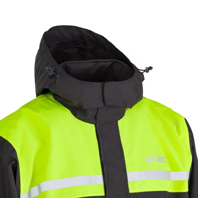 Motoros esőkabát W-TEC Rinstop, állítható ujjak, összehajtható, kopásálló, húzózsinór, Visionight fényvisszaverő elemek - fekete-fluo