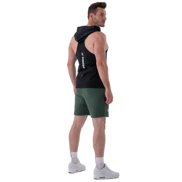 Férfi fitnesz atlétatrikó kapucnival Nebbia 323 - fekete