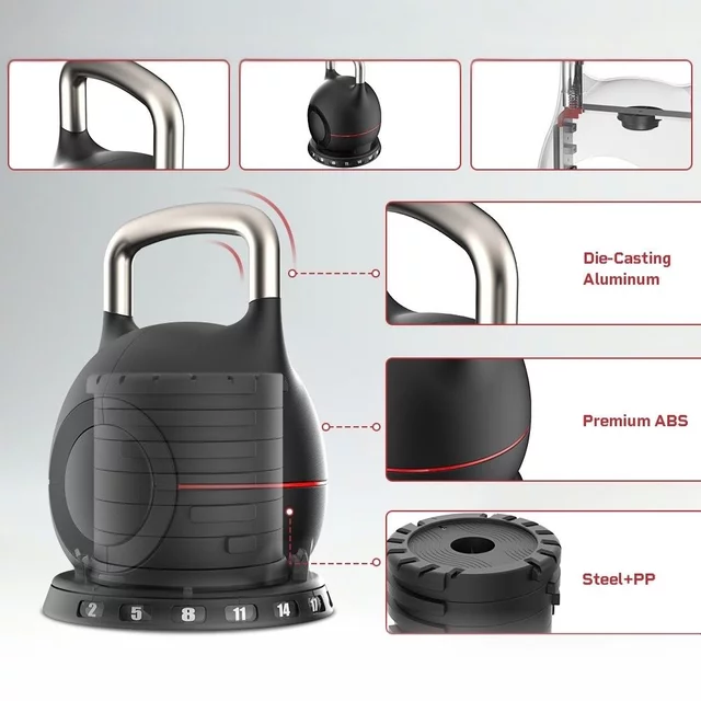 Állítható inSPORTline Xtrabell harangsúly 2-20 kg, 7 súly-állítási lehetőség, acél-öntvény, 2kg-5kg-8kg-11kg-14kg-17kg-20kg, minimalista design