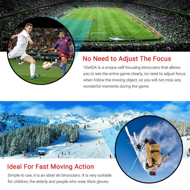 Autofókuszos távcső Apexel 10x42,  BAK4 prizmás lencsék, jó fényáteresztés, gumiborítással ellátott váz