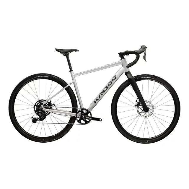 Gravel kerékpár Kross Esker 1.0 28" - 2026, 9 sebességes Shimano hajtásrendszer, Schwalbe külső gumik, strapabíró alumíniumváz - szürke/grafit/matt