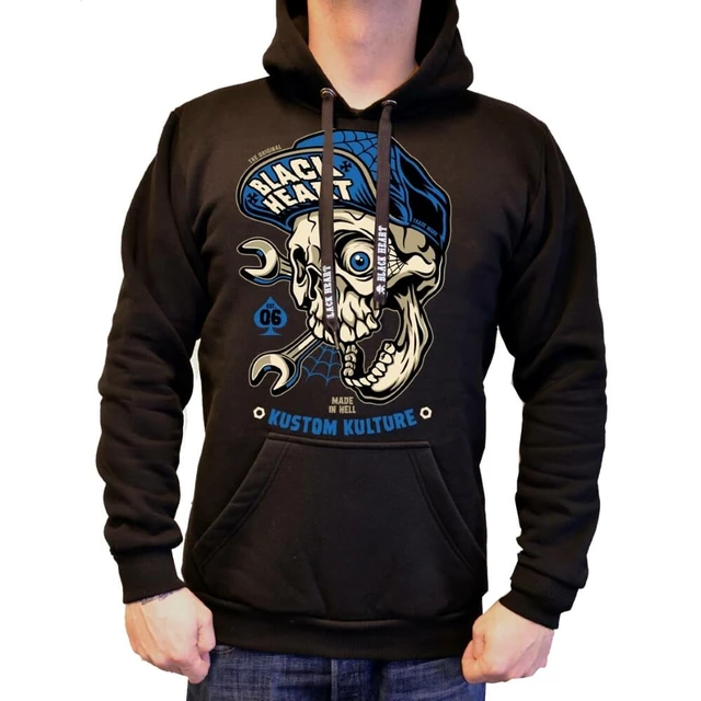 Pulóver BLACK HEART Mechanic Hood - fekete - fekete