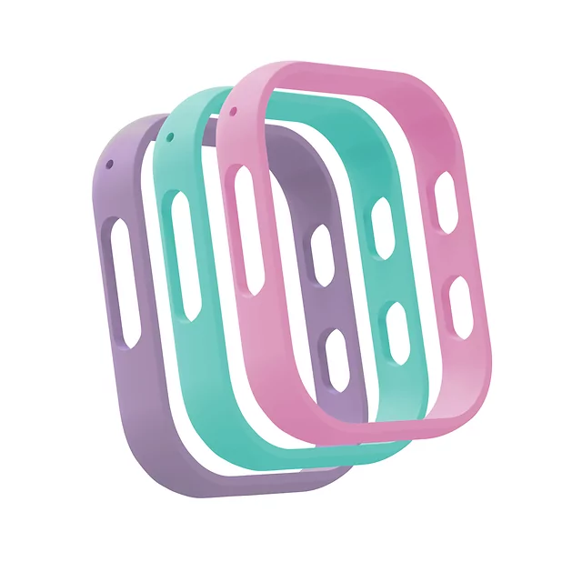Csere szilikon keret inSPORTline Cubbio okosórához 3 db, kellemes és kényelmes anyag, ellenáll a mindennapi kalandoknak, stílusos dizájn - rózsaszín-zöld-lila