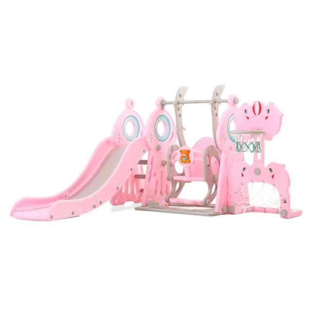 Gyerek csúszda hintával, kosárpalánkkal és foci kapuval 5in1 inSPORTline Multino - zöld