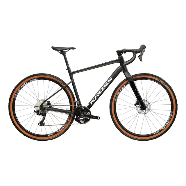 Gravel kerékpár Kross Esker 6.0 28" - 2026, Shimano hidraulikus tárcsafékek, WTB külső gumik, prémium alumíniumváz, Shimano hajtásrendszer - fekete/fehér/matt/fényes
