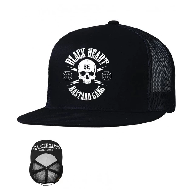 Snapback sapka BLACK HEART Bastard Skull Trucker - fekete