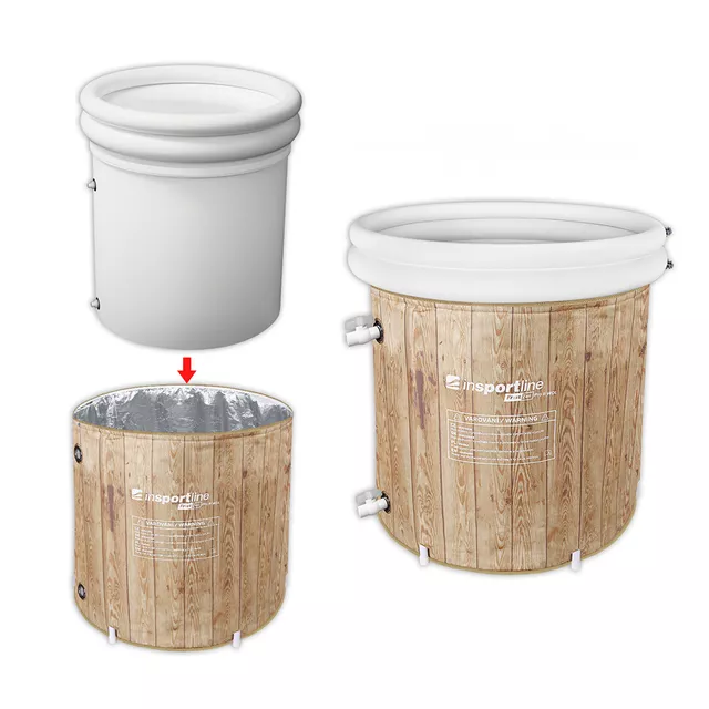 Hordozható edzőkád inSPORTline FrostZen Pro II WDL, tartós dupla héj, felső felfújható perem, 6 támasztóláb, 5 réteg szigetelés