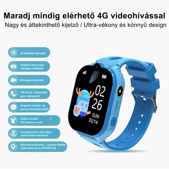 Gyerek okosóra inSPORTline Odino, GPS, SOS gomb, érintőképernyős vezérlés, Wi-Fi helymeghatározás