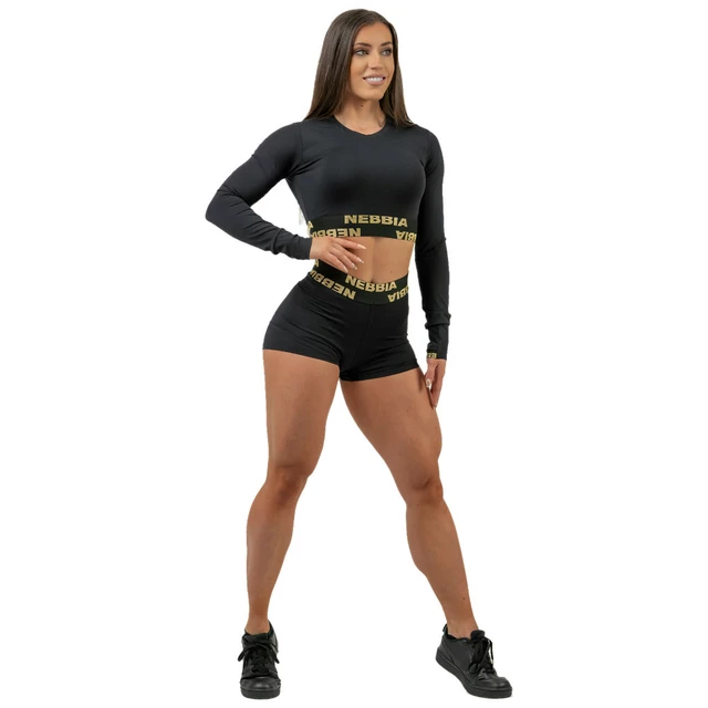 Női magas derekú kompressziós rövidnadrág Nebbia INTENSE Leg Day 832 - fekete