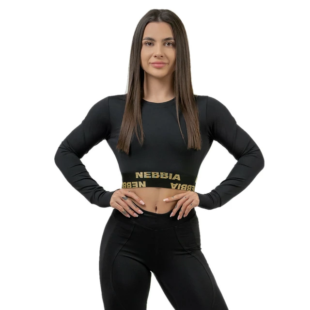 Női hosszú ujjú crop top Nebbia INTENSE Perform 839 - fekete