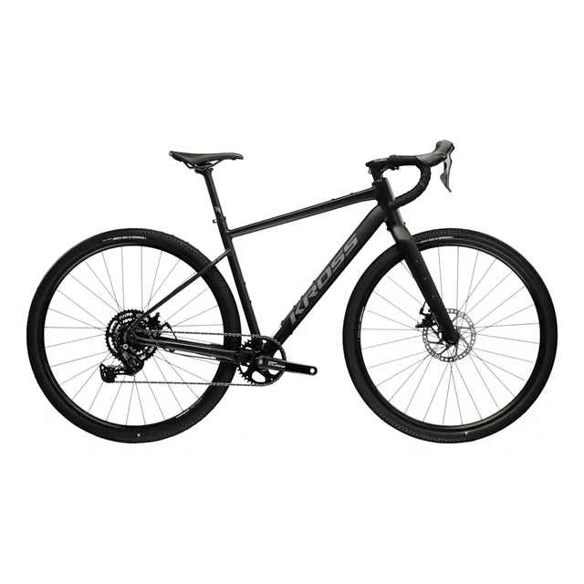 Gravel kerékpár Kross Esker 1.0 28" - 2026, 9 sebességes Shimano hajtásrendszer, Schwalbe külső gumik, strapabíró alumíniumváz - fekete/grafit/matt