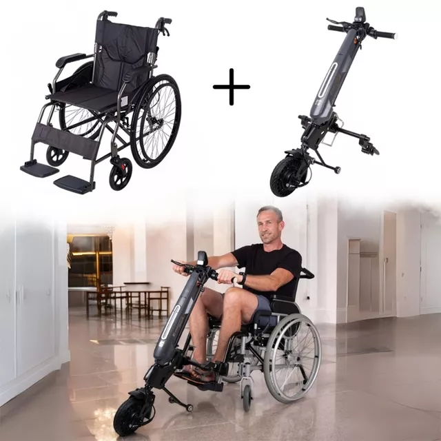 Mechanikus összecsukható kerekesszék inSPORTline Jakesully Oppatia meghajtással, hajtókarika, LED kijelző és lámpa, párnázott ülés, állítható lábtartó