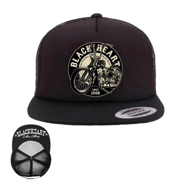 Baseball sapka BLACK HEART Chopper King Trucker BLK, napellenző, logó,  hálós hátoldal, műanyag pánt - fekete