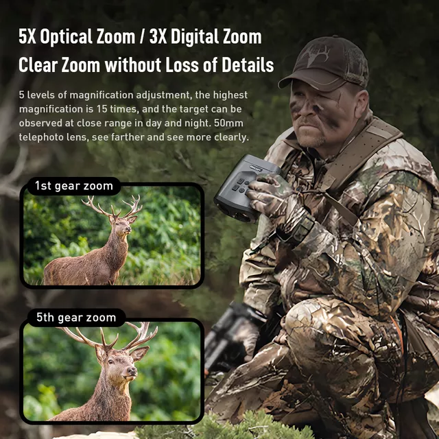 Éjjellátó távcső Apexel NV009, 3"-os LCD-kijelző, micro SD memóriakártya-támogatás,  infravörös megvilágítás