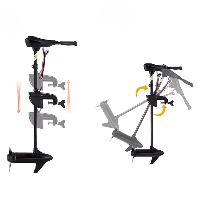 Elektromos csónakmotor inSPORTline A43 55lb/636W/12V, összecsukható kialakítás, hátsó rögzítés, alacsony fogyasztás, háromlapátos hajócsavar