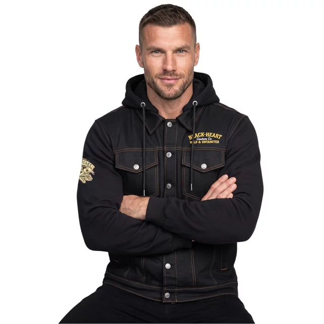 Motoros kabát W-TEC Black Heart Reeftor, cipzáras kapucni húzózsinórral, meghosszabbított hosszúság, steppelt belső bélés, hosszú ujjak