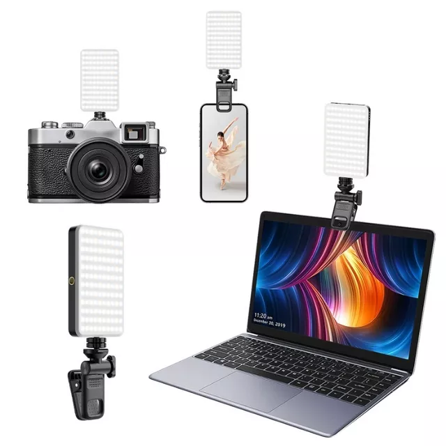 Mini kihúzható állvány Apexel LED fénnyel és akciókamera adapterrel, 129 LED-es panel, 2500-9000K színhőmérséklet-tartomány, 3000 mAh-s akkumulátor