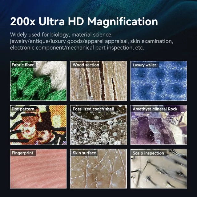 Mikroszkóp lencse okostelefonhoz 200x Apexel LED és UV fénnyel, egyszerű felszerelés, kiváló képminőség, részletgazdag nézet