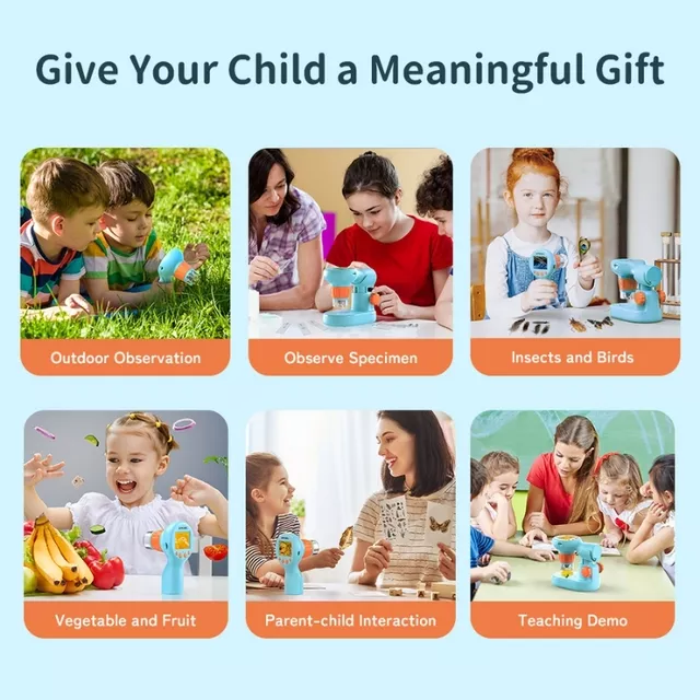 Gyermek digitális mikroszkóp Apexel, ergonomikus kialakítás, közeli zoomolást tesz lehetővé, SD kártya ajándékba