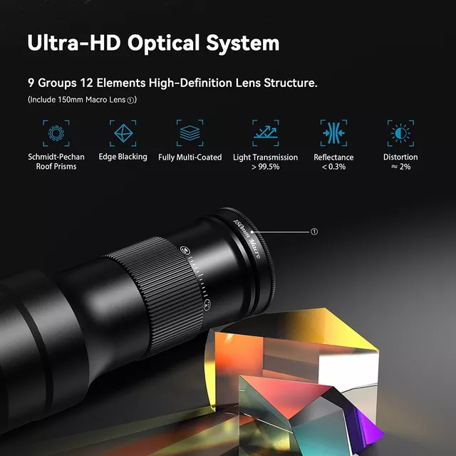 2 az 1-ben készlet 6x teleobjektív és 150 mm makró objektív Apexel, kristálytiszta képek, univerzális klipszes rögzítés