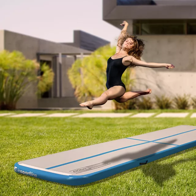 Airtrack elektromos pumpával inSPORTline Airstunt 300x100x10 cm, rugalmas anyag, Drop Stitch technológia, megerősített varratok