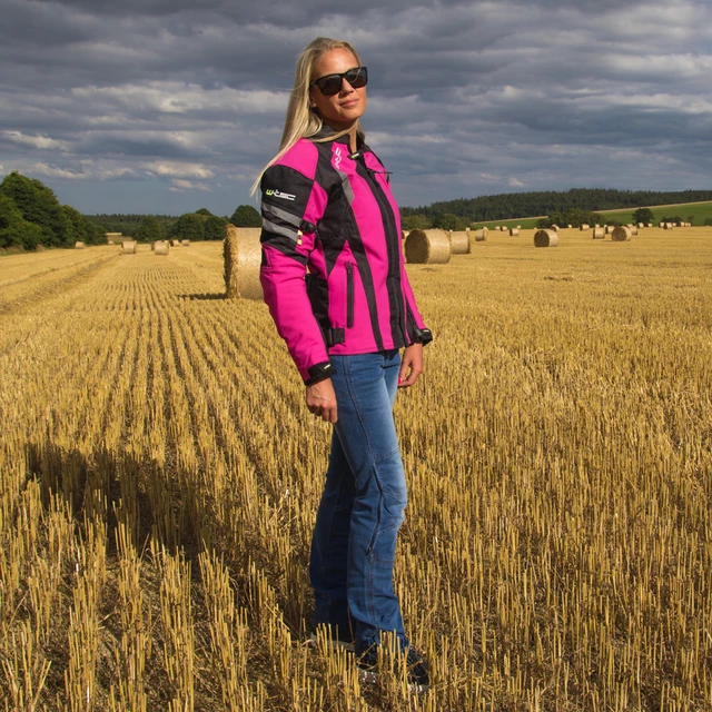 Női softshell motoros kabát W-TEC Alenalla - fekete-rózsaszín