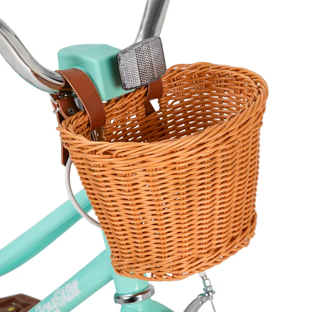 Gyermekkerékpár kosárral Joystar Retro 14", 92-120 cm, kiegészítő segédkerekek , csengő, szilárd acélváz, mintázott felfújható kerekek, puha ülés - sárga